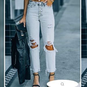 High Rise Mom Jean size 27: Washed Grey